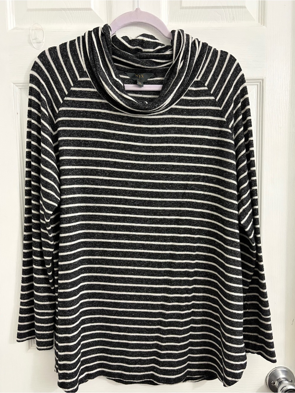 41 Hawthorn Black & White Striped Cowl Neck Sweater. Size XL $10